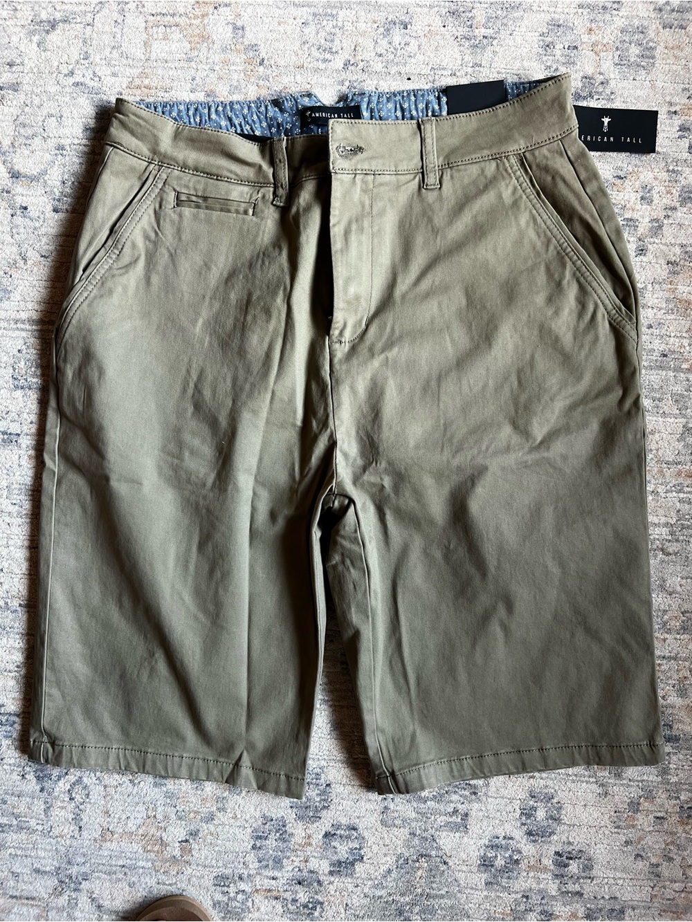 American Tall Olive Green Flat-Front Men’s Shorts Size 34”